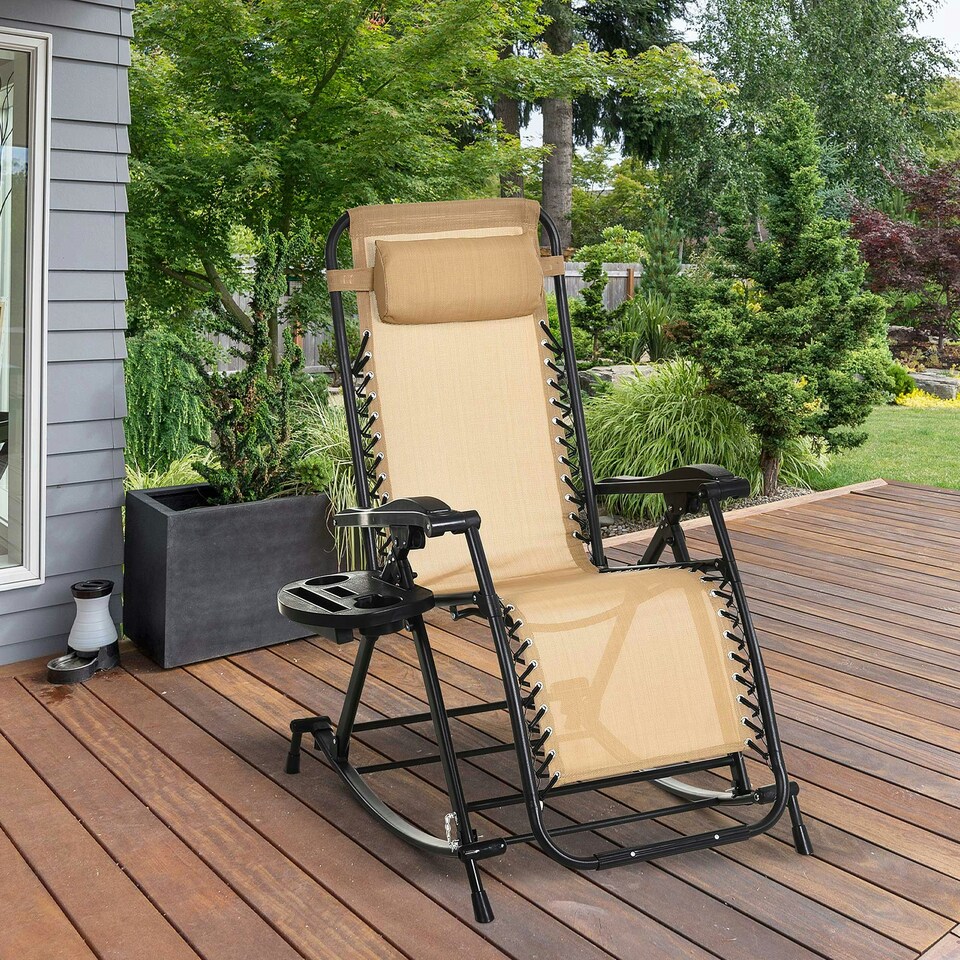 image 1 of Outsunny Folding Recliner Chair Outdoor Lounge Zero-Gravity Seat