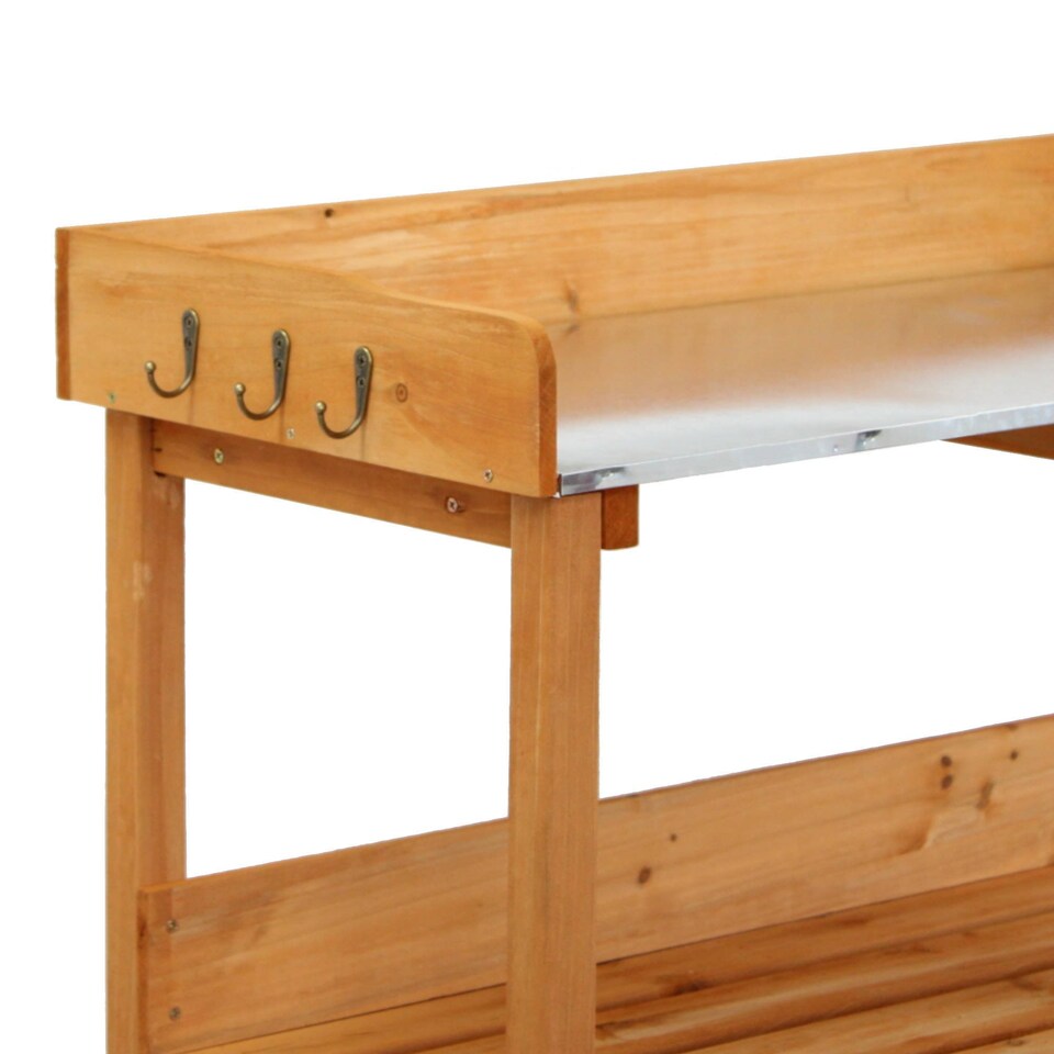 image 1 of Wooden Potting Table Flower Plant Workbench Garden Greenhouse | Brown