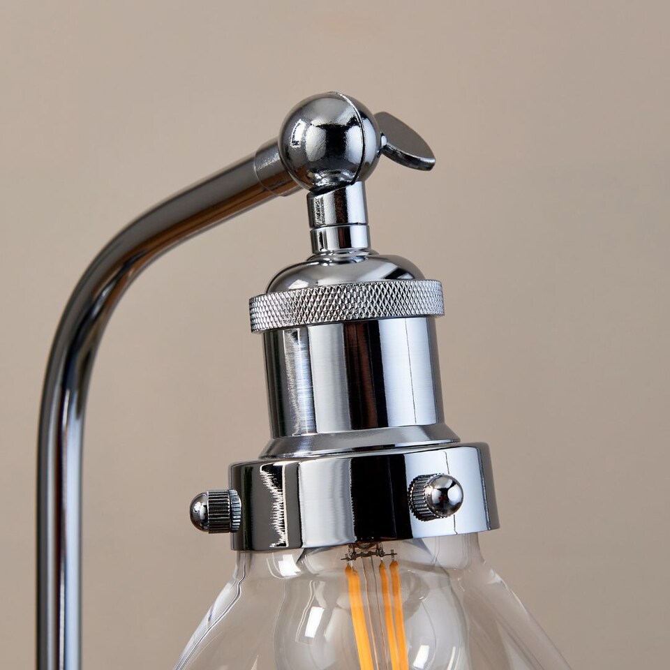 image 1 of Brunswick Polished Nickel & Glass Desk Table Lamp
