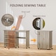 image 3 of HOMCOM Folding Sewing Table Rolling Craft Table with Drop Leaf Wheels Grey | Grey | Grey