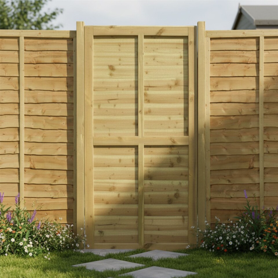image 1 of Waney Lap Garden Gate 6ft x 3ft Treated Wooden Affordable Pedestrian Side Door