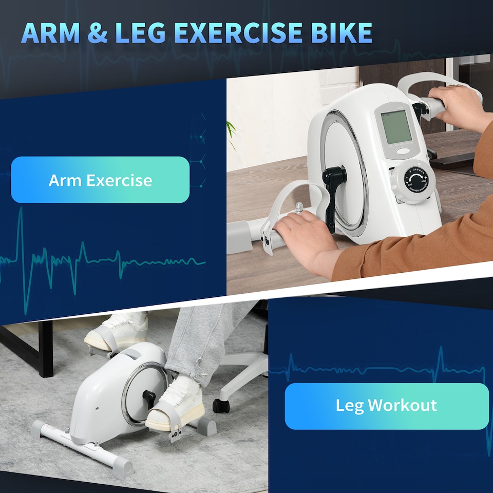 image 1 of SPORTNOW Pedal Exerciser with 8-Level Magnetic Resistance, White