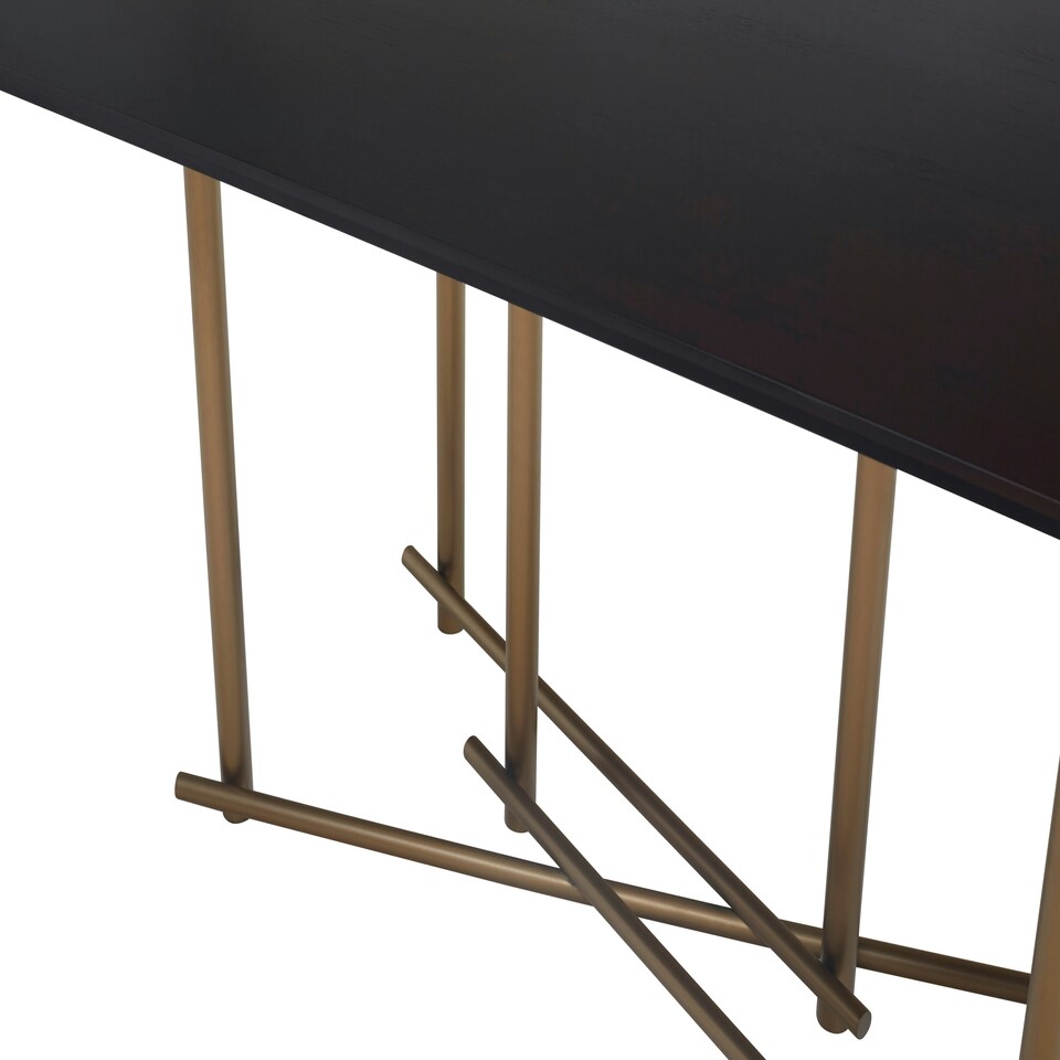image 1 of Interiors by Premier Dark Wood Top Sleek Dining Table, Rectangle Dining Room Table with Geometric Design, 6 People Space Black