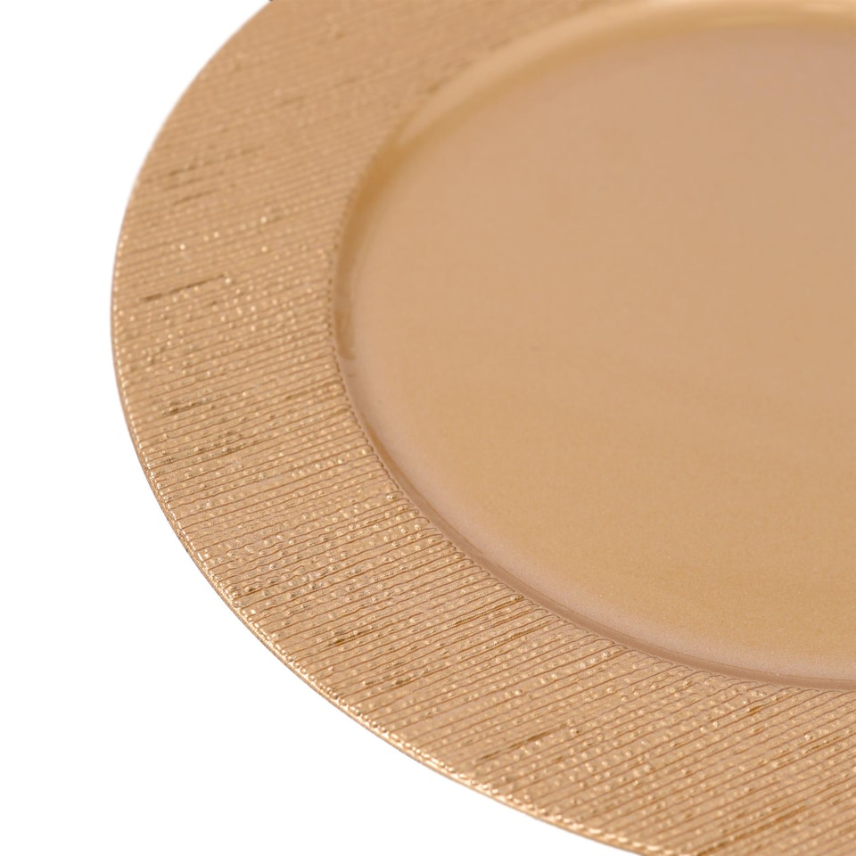 image 1 of Argon Tableware 18pc Ribbed Charger Plates Set - Gold Reusable Dining Table Setting Plates for Christmas Party Celebrations