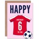image 1 of Football Strip Kit White Red Jersey Age 6 Year Old Child Kids 6th Birthday Card