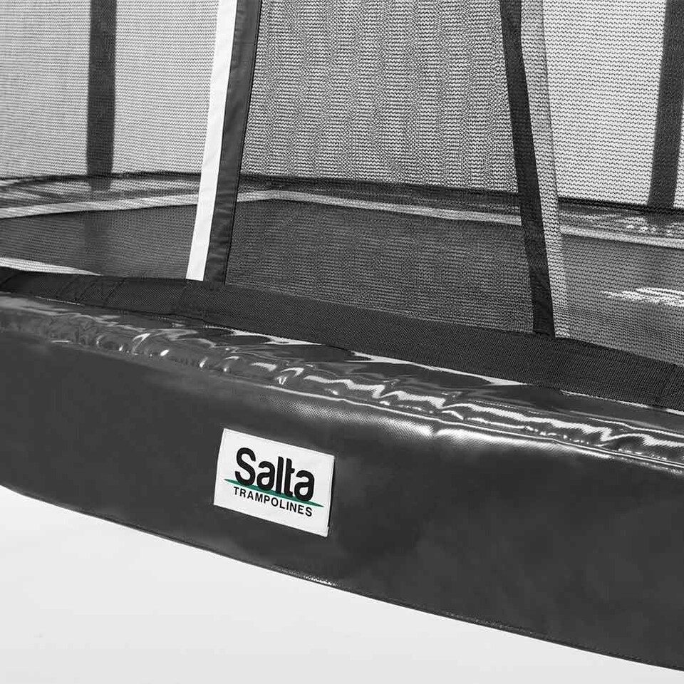 image 1 of 14ft x 8ft Salta Black Rectangular First Class Trampoline with Enclosure