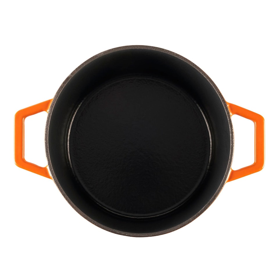 image 1 of Cooks professional Cast Iron Casserole Dish 20cm - Ovenproof Pan with Lid | Orange | Orange