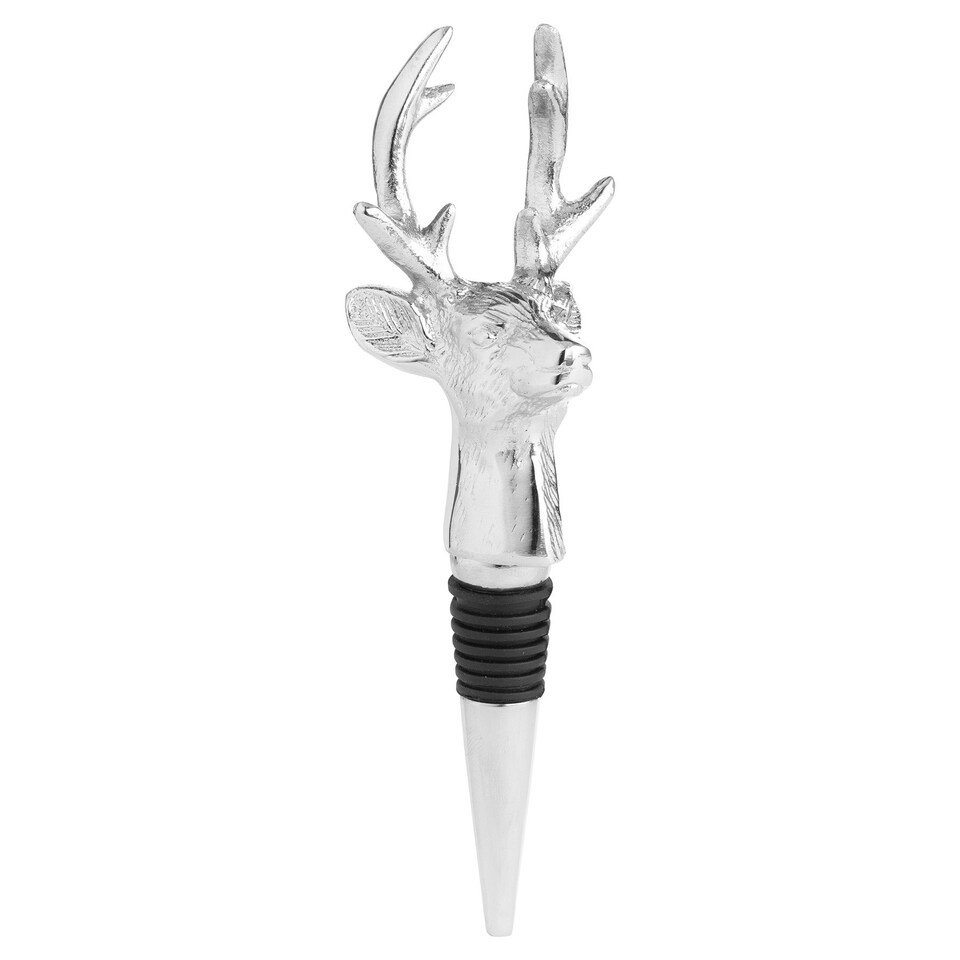 Hill Interiors Nickel Plated Reindeer Bottle Stopper - Silver - One Size