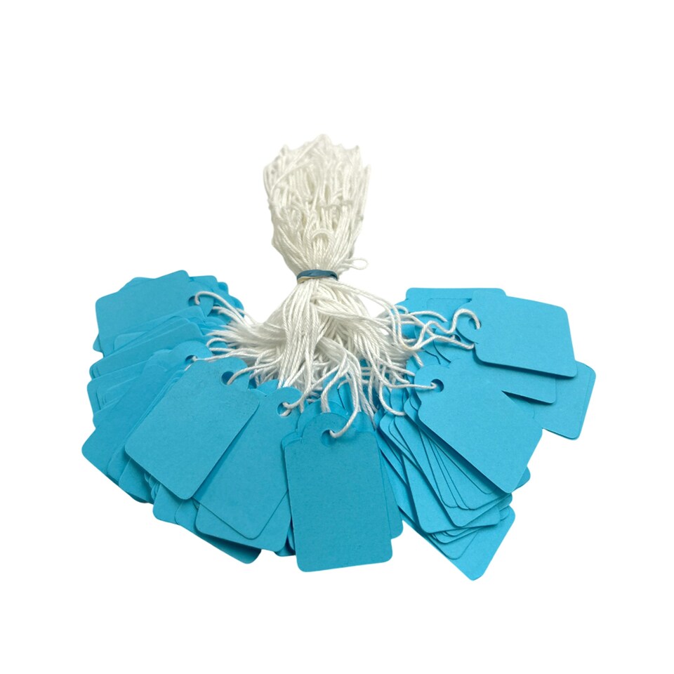 image 1 of Pack of 100 Medium Blue Strung Tags 25 x 39mm