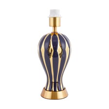 Traditional Glossy Navy Midnight Blue and Polished Gold Ceramic Table Lamp Base | Blue | Midnight Blue | 1