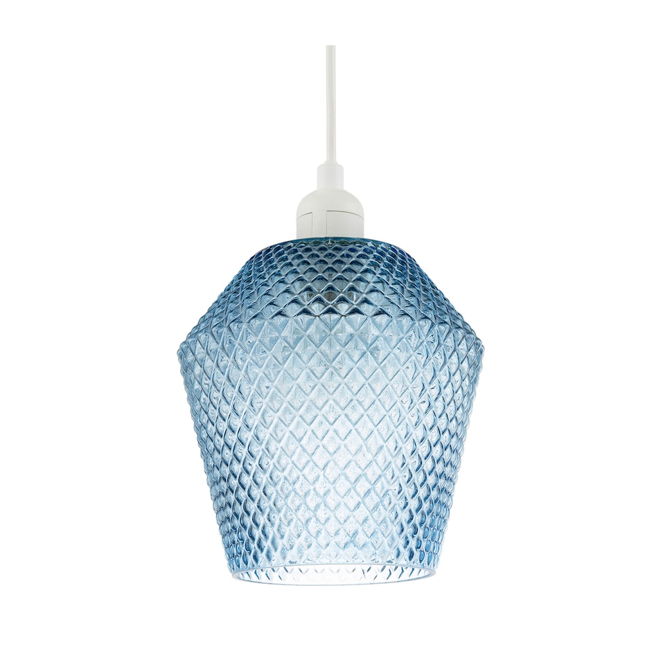 image 1 of Modern and Compact Diamond Design Midnight Blue Glass Pendant Shade | Blue