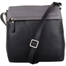 Genuine Soft Leather Crossbody Shoulder Two Toned Handbag Black | Black