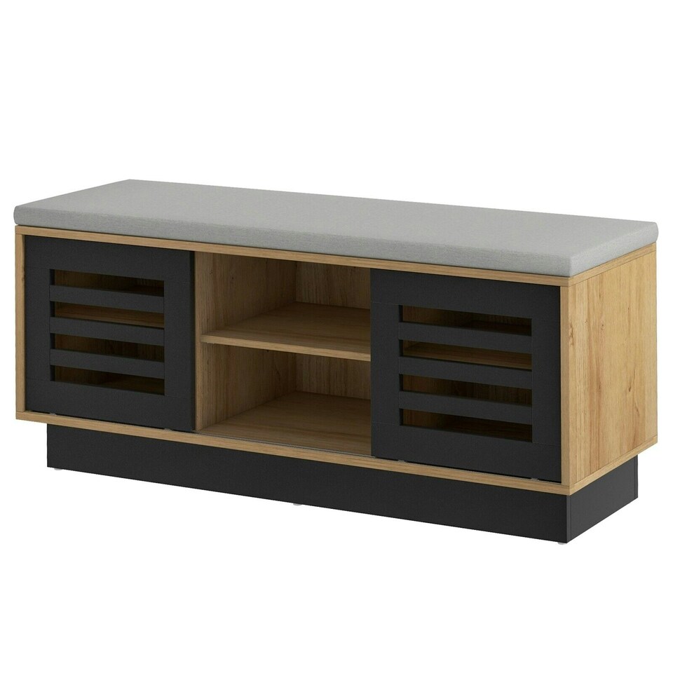 image 1 of COSTWAY Wooden Shoe Bench Shoe Storage Organizer Grey Grey