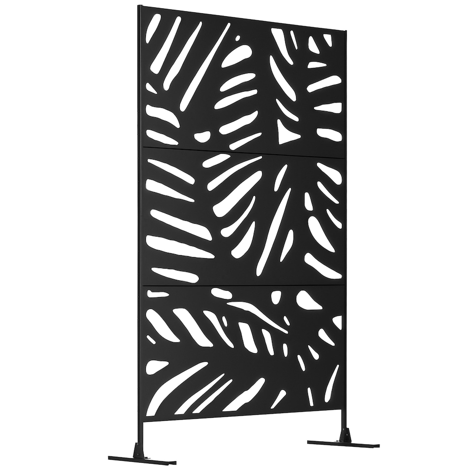 image 1 of Outsunny Metal Outdoor Privacy Screen with Stand for Garden Black | Black | 1