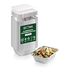 ECONX No.1 Aluminium Foil Food Container With Lids Takeaway Food Storage Boxes Pack of 200