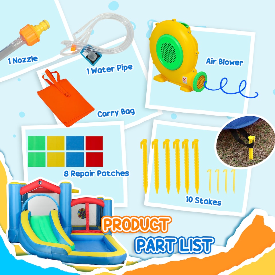 image 1 of AIYAPLAY Inflatable Bouncy Castle with 550W Blower, 385 x 290 x 180 cm