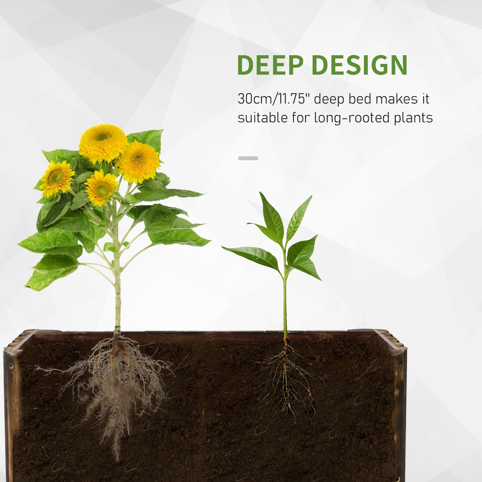 image 1 of Outsunny Raised Flower Bed Wooden Planter Container Box 78x35x30cm