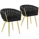 image 1 of Dining Chair Astano - padded, velvet, knot design, continuous backrest | Black | black/gold | 2