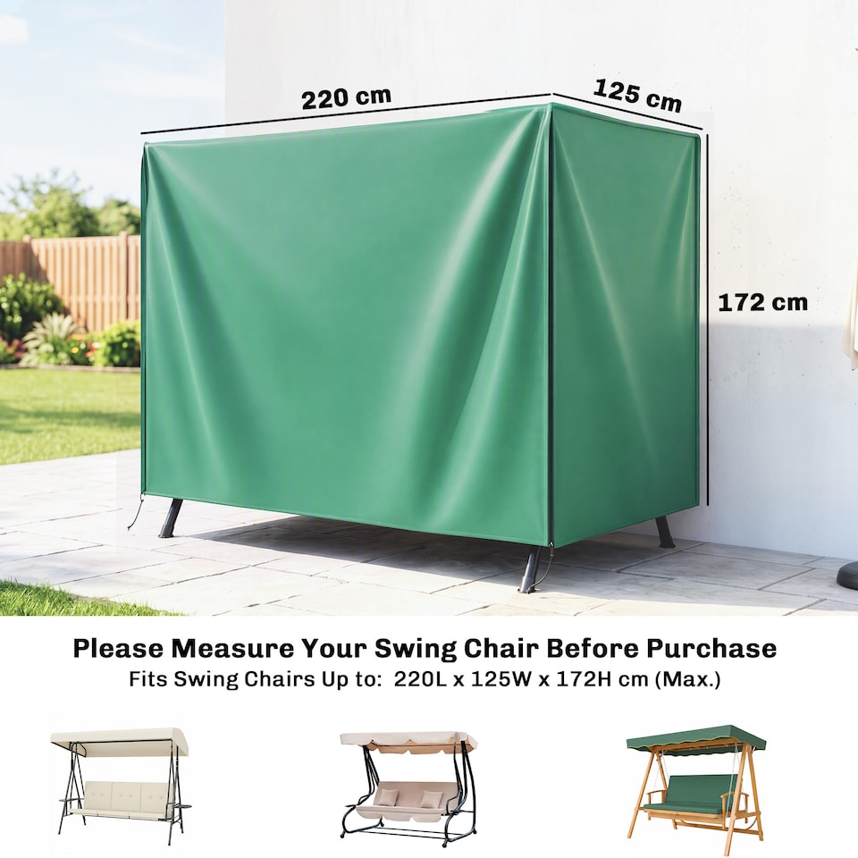 image 1 of Outsunny 3 Seater Garden Swing Cover, Windproof and Anti-UV, Green