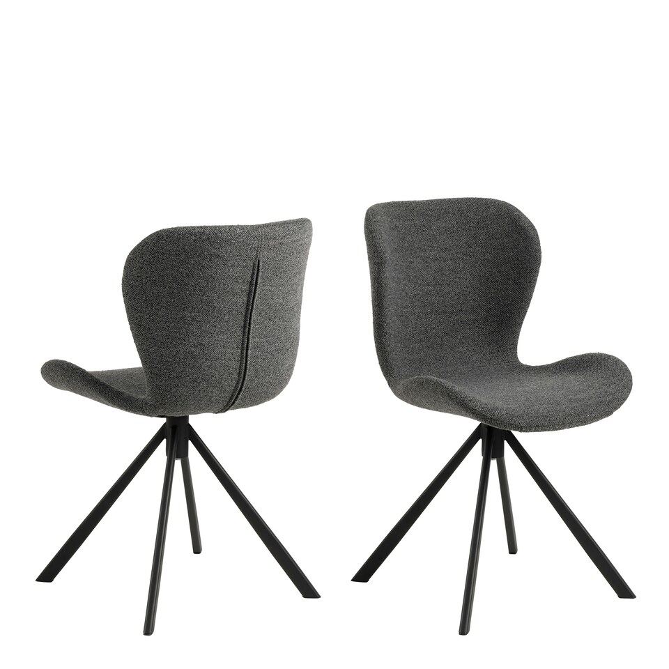 image 1 of Batilda Swivel Dining chairs in Grey Fabic Set of 2