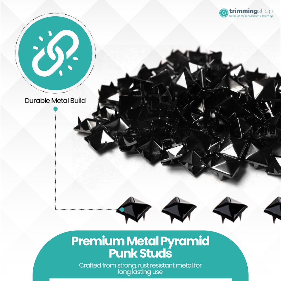 image 1 of 9mm Pyramid Shaped Nail Head Studs Square Metal Leather Rivets - 50pcs