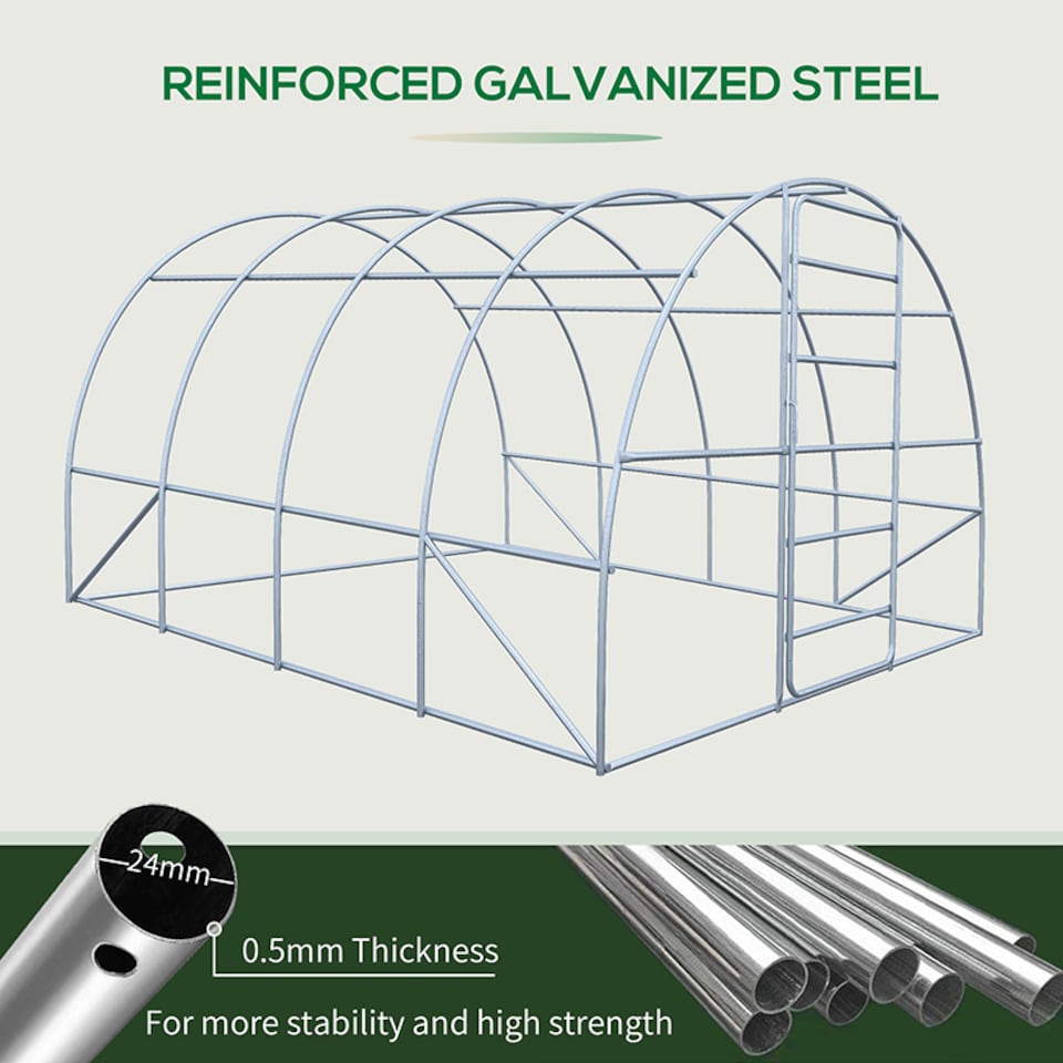 image 1 of Outsunny 4 x 3M Walk-in Garden Polytunnel Greenhouse Galvanised Steel W Door