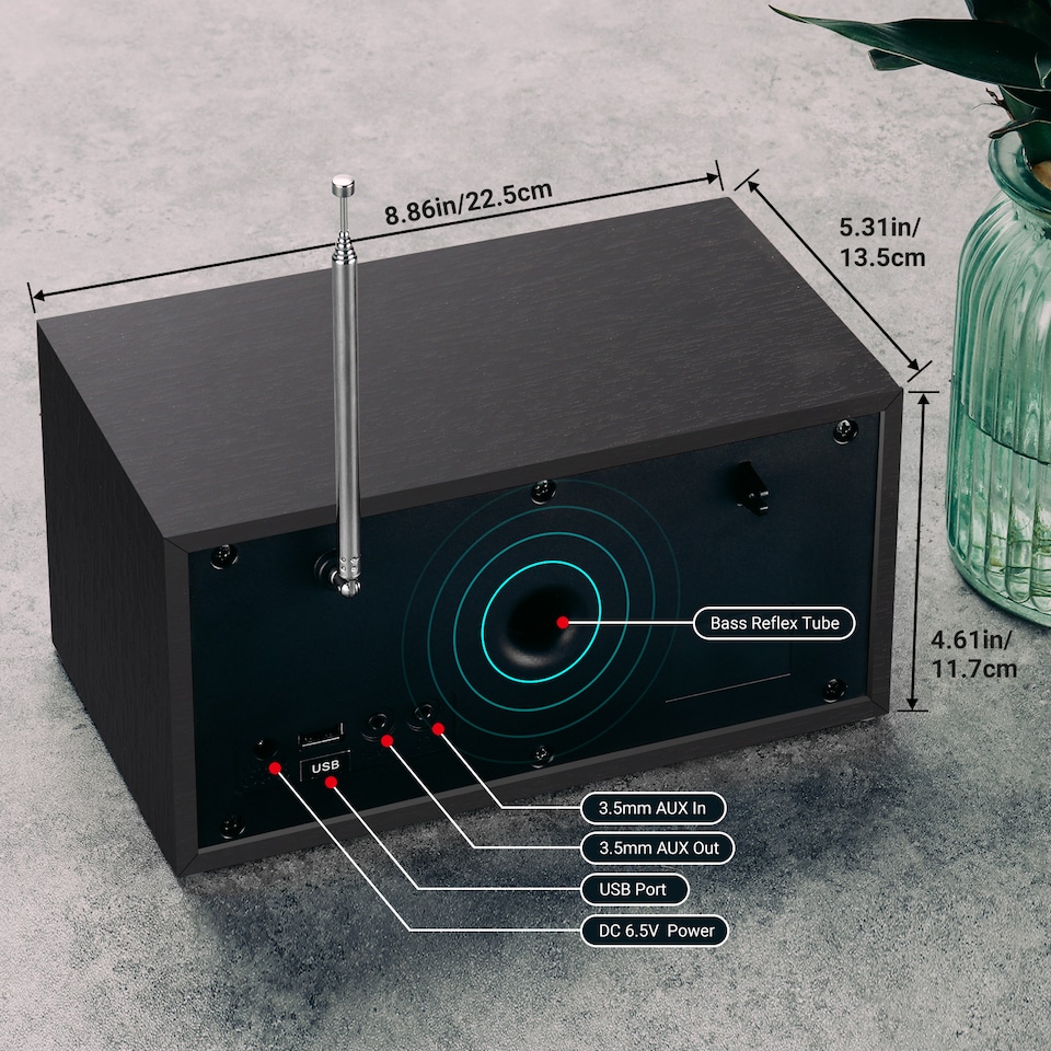 image 1 of Bluetooth Speaker with DAB/DAB+/FM Radio, Dual Alarm Clock, USB MP3 Playback & AUX-In – August MB420B