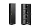 image 5 of Bathroom Cabinets Furniture Set Wall Hung 800mm Vanity Unit with Countertop and Tall Storage Cabinet Black Ribbed Fluted Adel