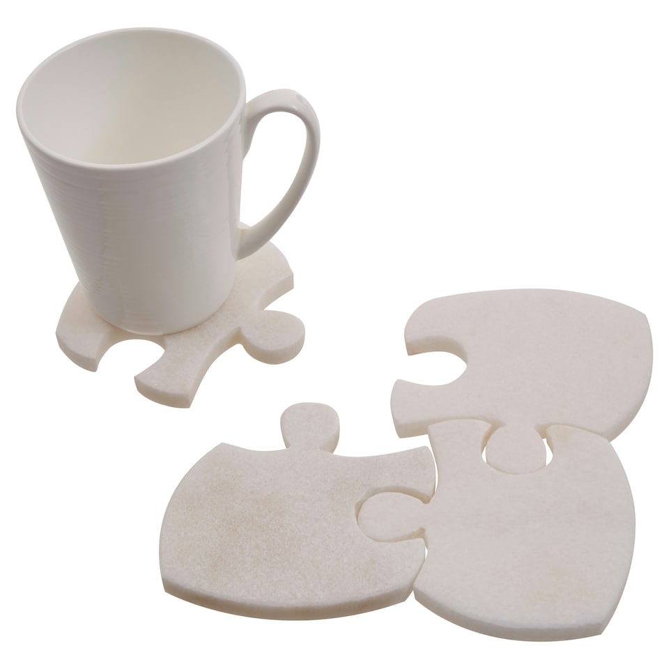 image 1 of Interiors By Premier Set Of Four Marble Jigsaw Coasters, Durable Natural Stone Coasters For Home & Kitchen