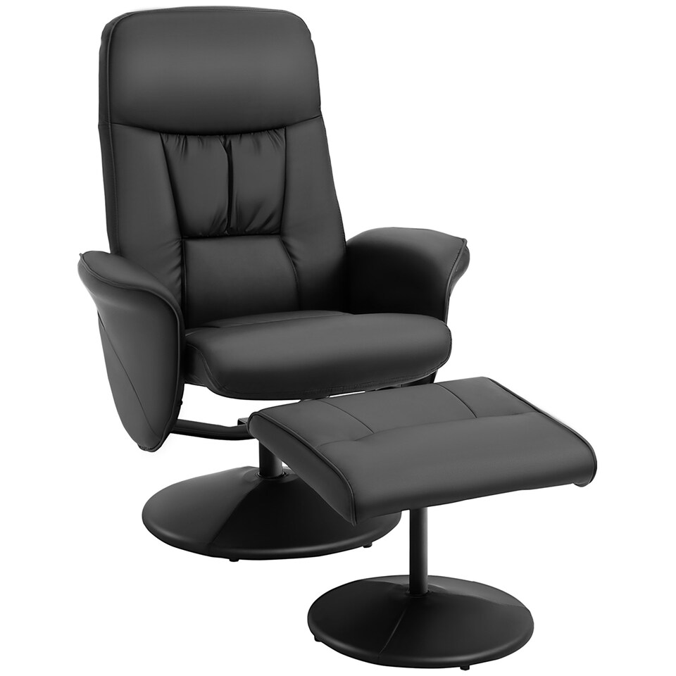 image 1 of HOMCOM PU Leather Armchair and Footrest Swivel Recliner Black