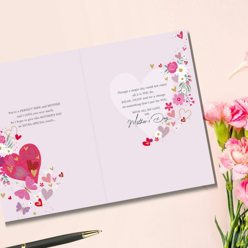 image 1 of Words 'n' Wishes Mother's Day Card to my Wife on Mother's Day, 23.5 x 16.5 cms, Multi-coloured