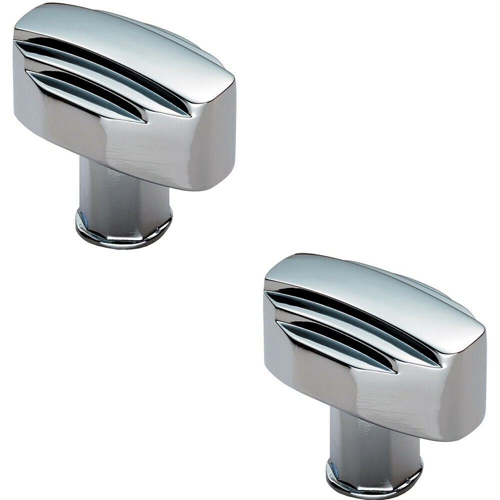 Loops 2x Square Cabinet Door Knob Geometric Design 30 x 20mm Polished Chrome