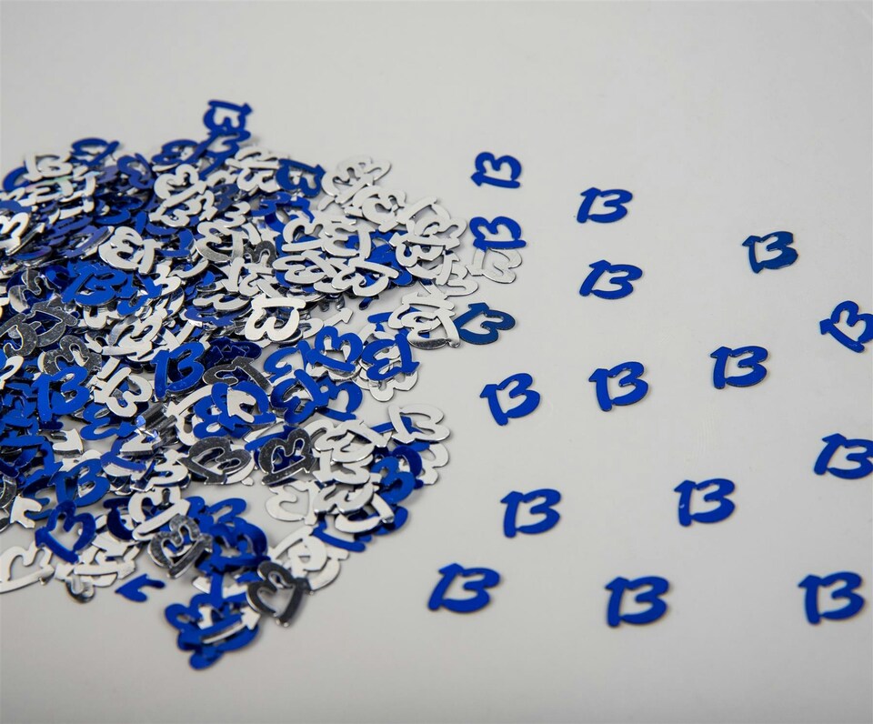 image 1 of 13th Birthday Confetti Blue & Silver 1 pack x 14 grams birthday decoration Foil Metallic 1 pack