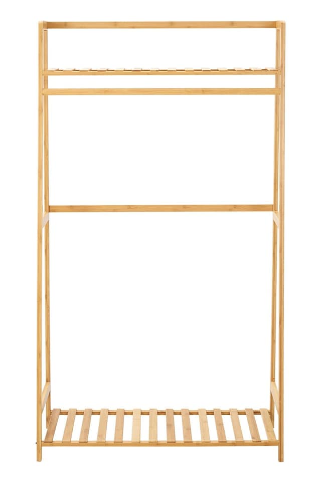 image 1 of Living and Home Wooden Clothes Rack with Shelves | Multi | Not provided