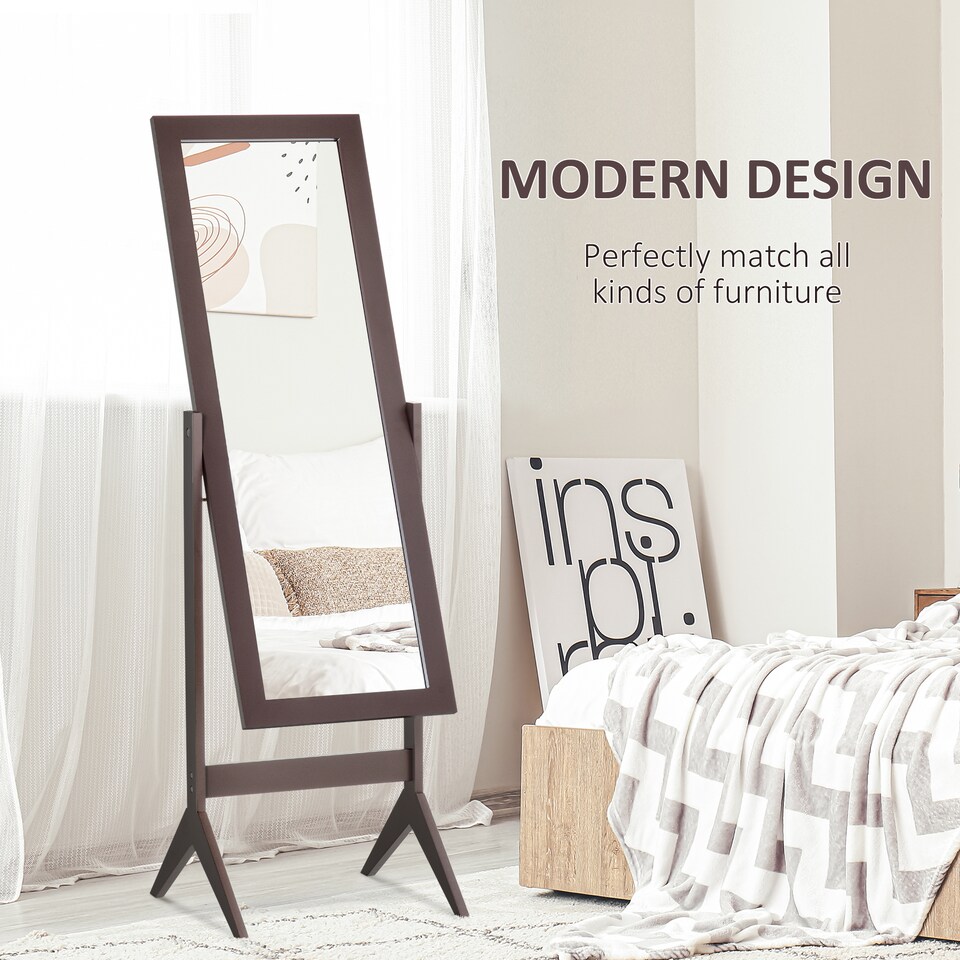 image 1 of HOMCOM Full Length Mirror, Freestanding Adjustable Angle Dressing Mirror for Bedroom, Living Room, 148  47 cm, Brown