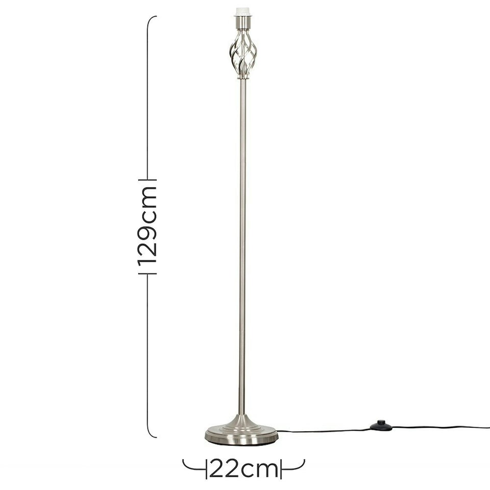 image 1 of ValueLights Traditional Style Satin Nickel Barley Twist Floor Lamp Base | Chrome