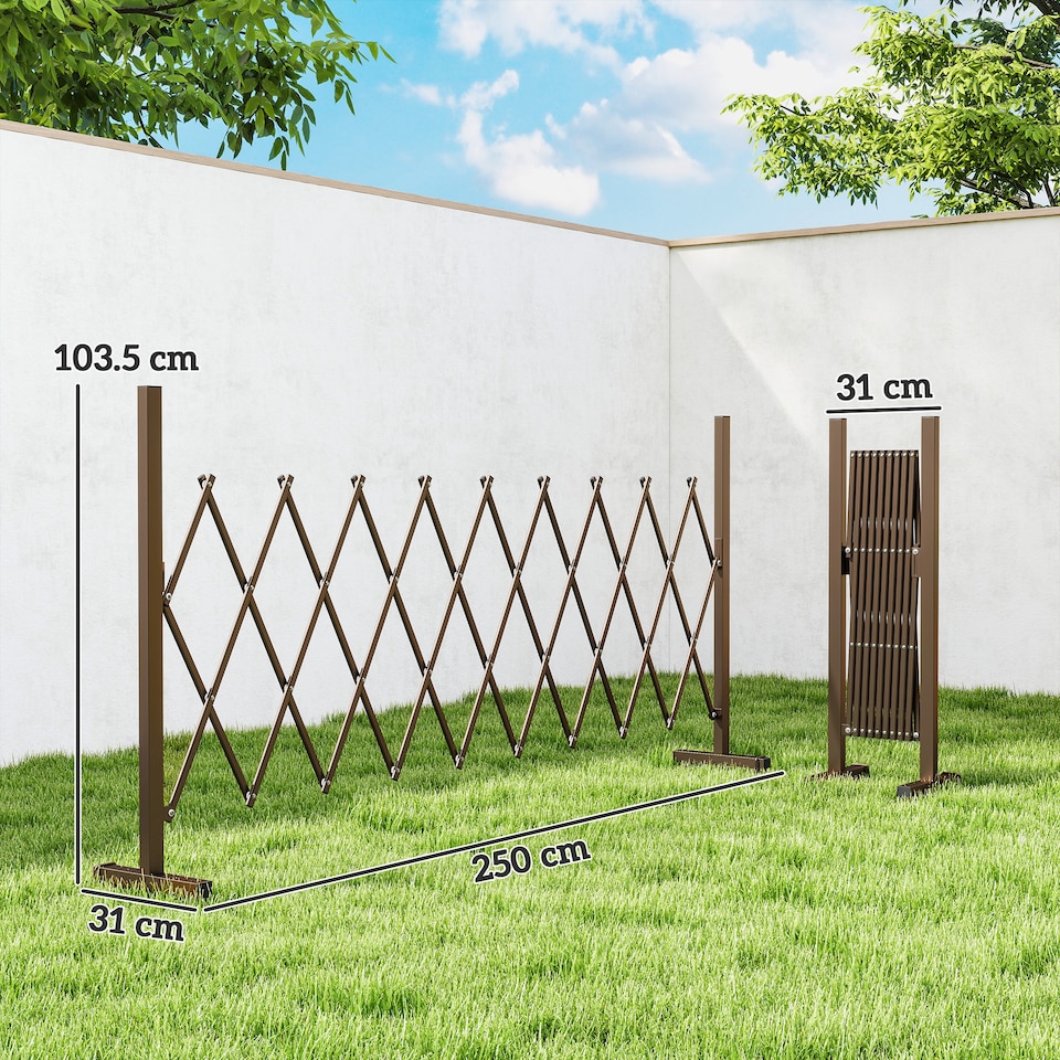 image 1 of Outsunny Aluminium Alloy Movable Fence, Pet Safety Fence, Dark Brown | Brown | Dark brown | 250 x 31 x 103.5 cm