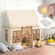 image 5 of COSTWAY Kids Play Tent Indoor Kids Playhouse with Star Lights Brown