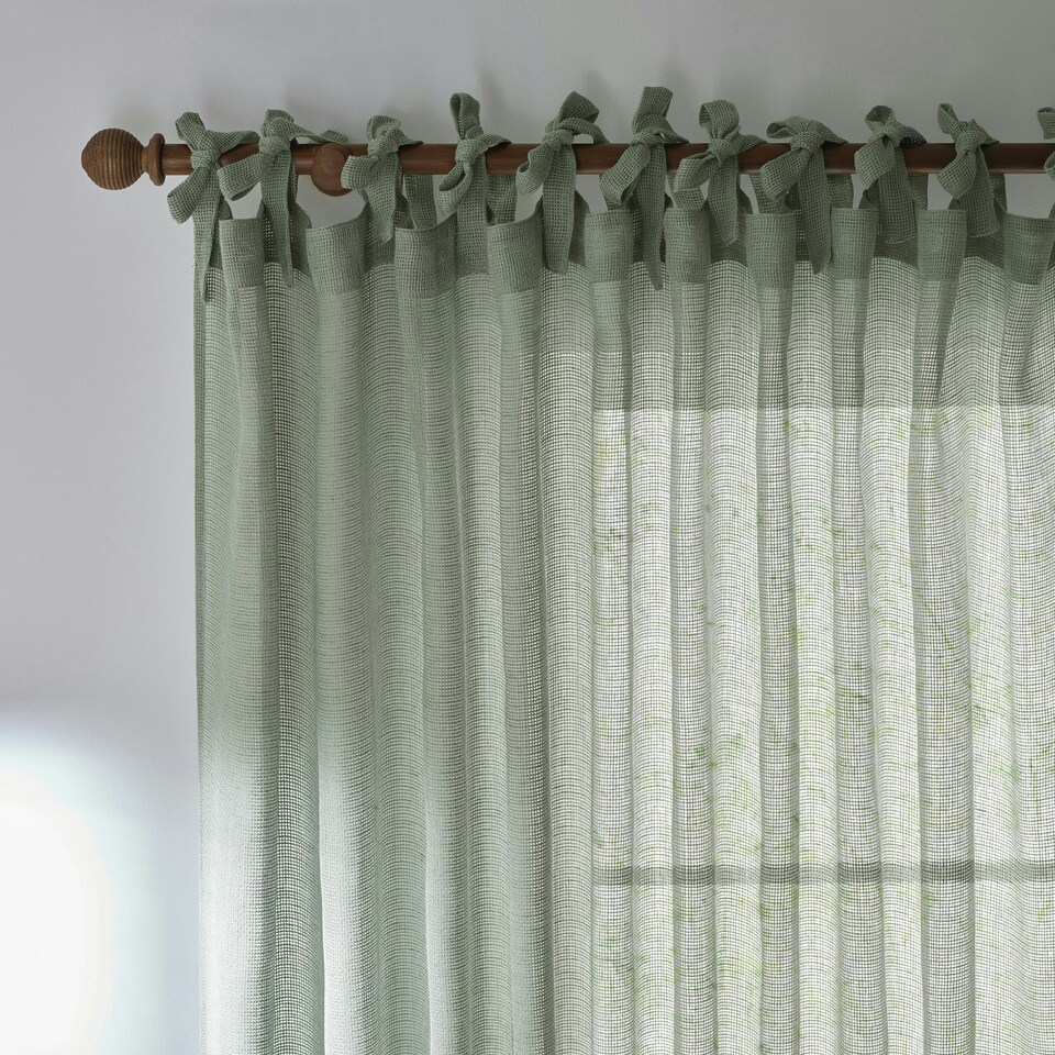 image 1 of Yard Nimbus Sheer Eucalyptus Tie Top Curtain Panel 290 x 250 cm Multi