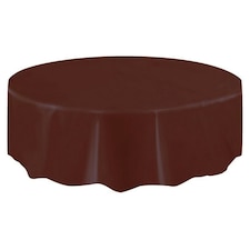 Unique Party Plastic Round Party Table Cover - Brown - One Size