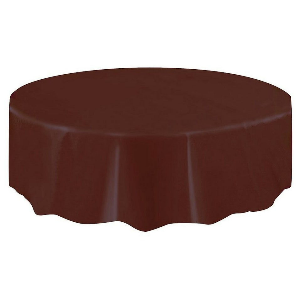 Unique Party Plastic Round Party Table Cover - Brown - One Size