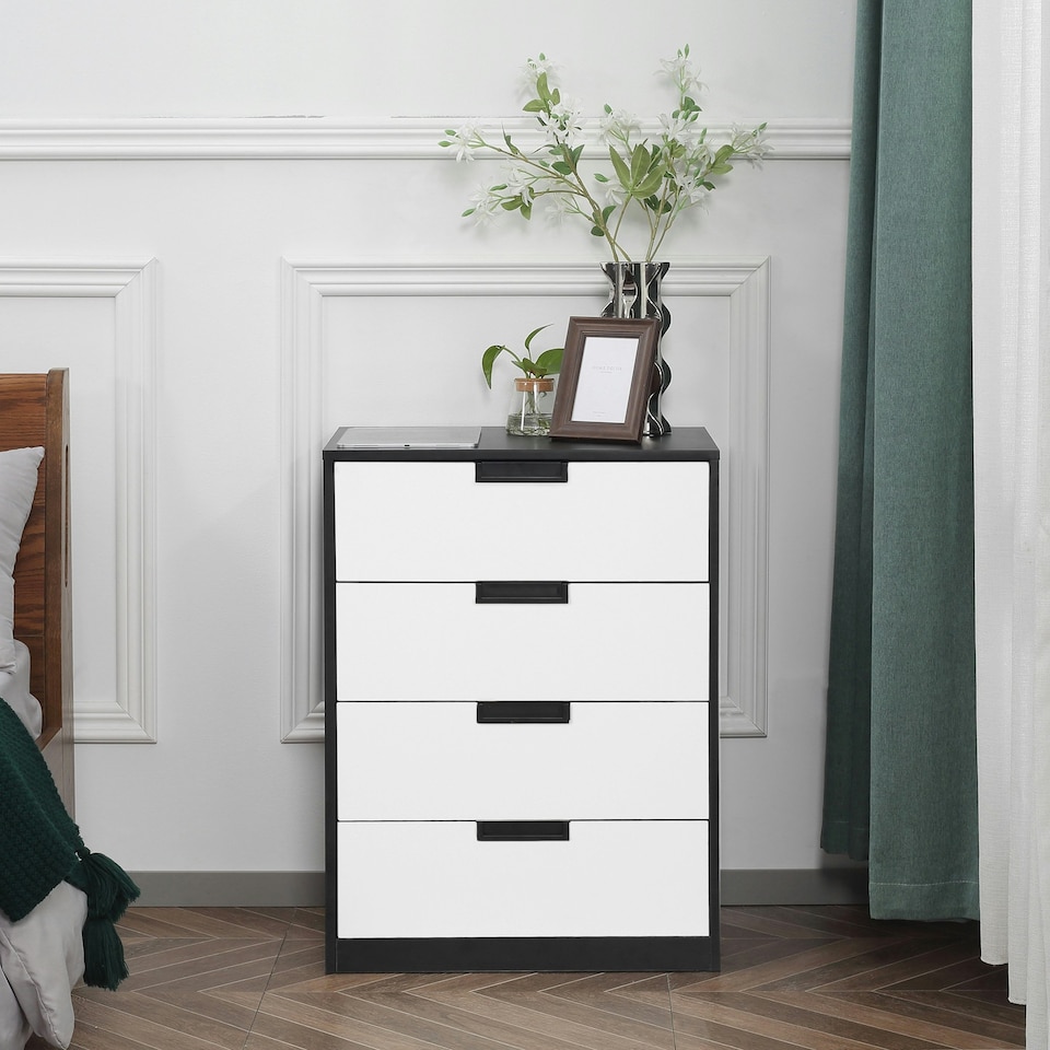 image 1 of HOMCOM Chest of Drawers, 4 Drawer Storage Cabinet Unit Bedroom Living Room