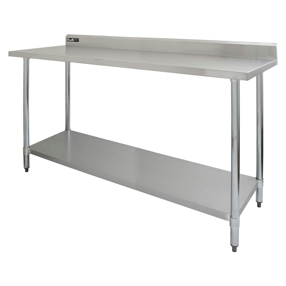 image 1 of 6ft Catering Bench With Single Over-Shelf Silver