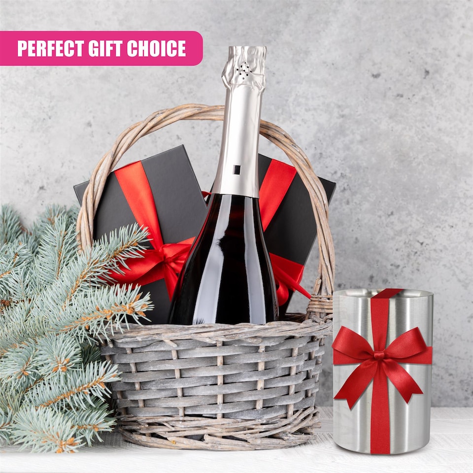 image 1 of GEEZY Chiller Wine Ice Bucket Stainless Steel Silver 22cm