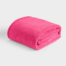 OHS Teddy Fleece Soft Warm Plush Cosy Plain Dyed Throw Over Bed Blanket, 125x150cm Pink | Hot Pink