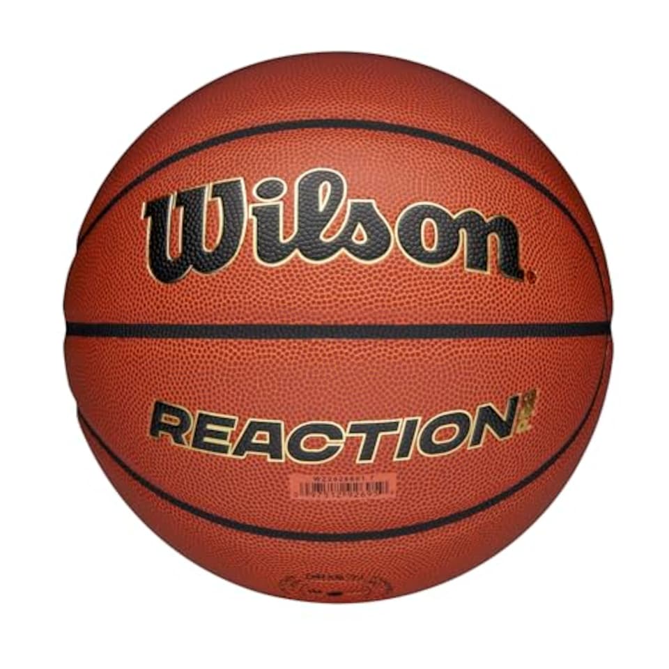 image 1 of Wilson Reaction Pro Basketball, Made From Durable Composite Materials With Vlc Technology, Colour: Brown/Gold, Size: 5