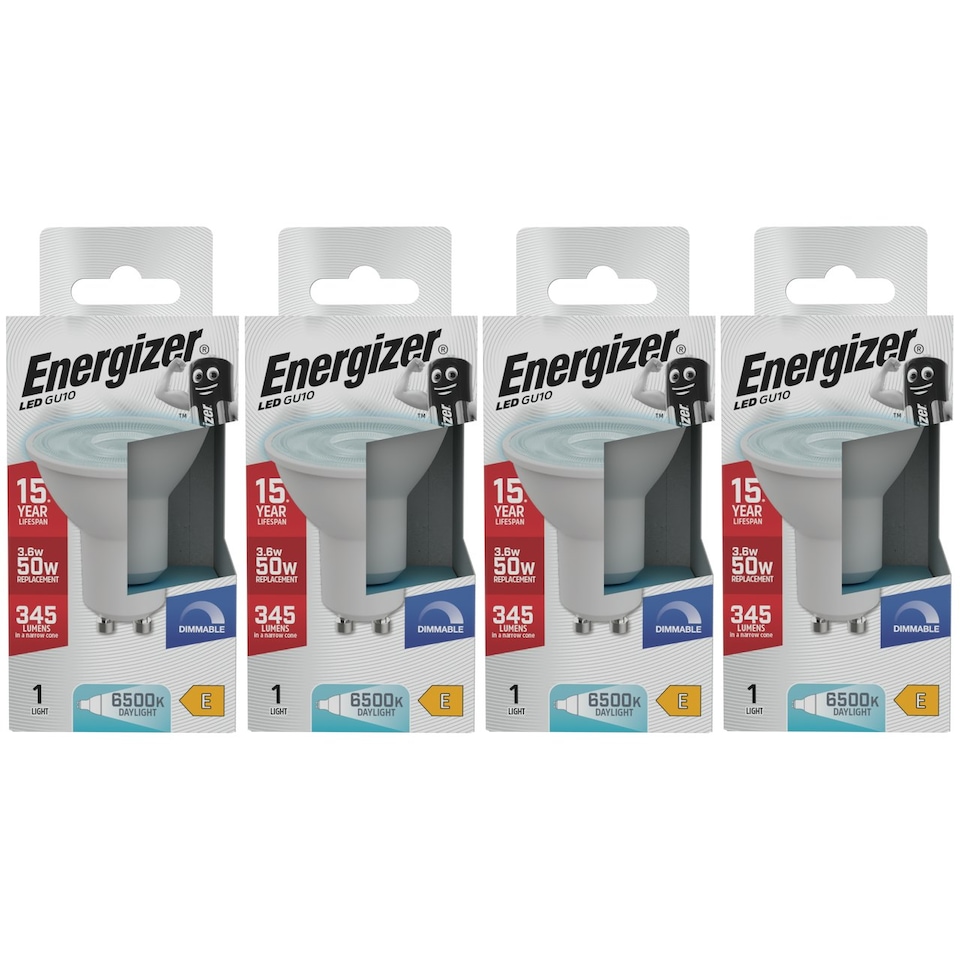 image 1 of Energizer LED GU10 345lm 3.6W 6500K (Daylight) Dimmable Light Bulb - Pack of 4