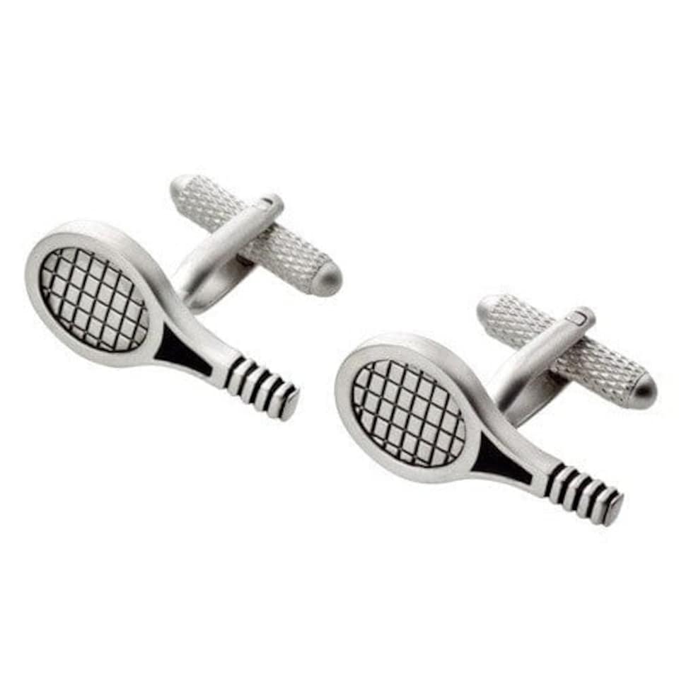 image 1 of Tennis Rackets Cufflinks - Onyx Art CK191 Tennis Player Cuffs