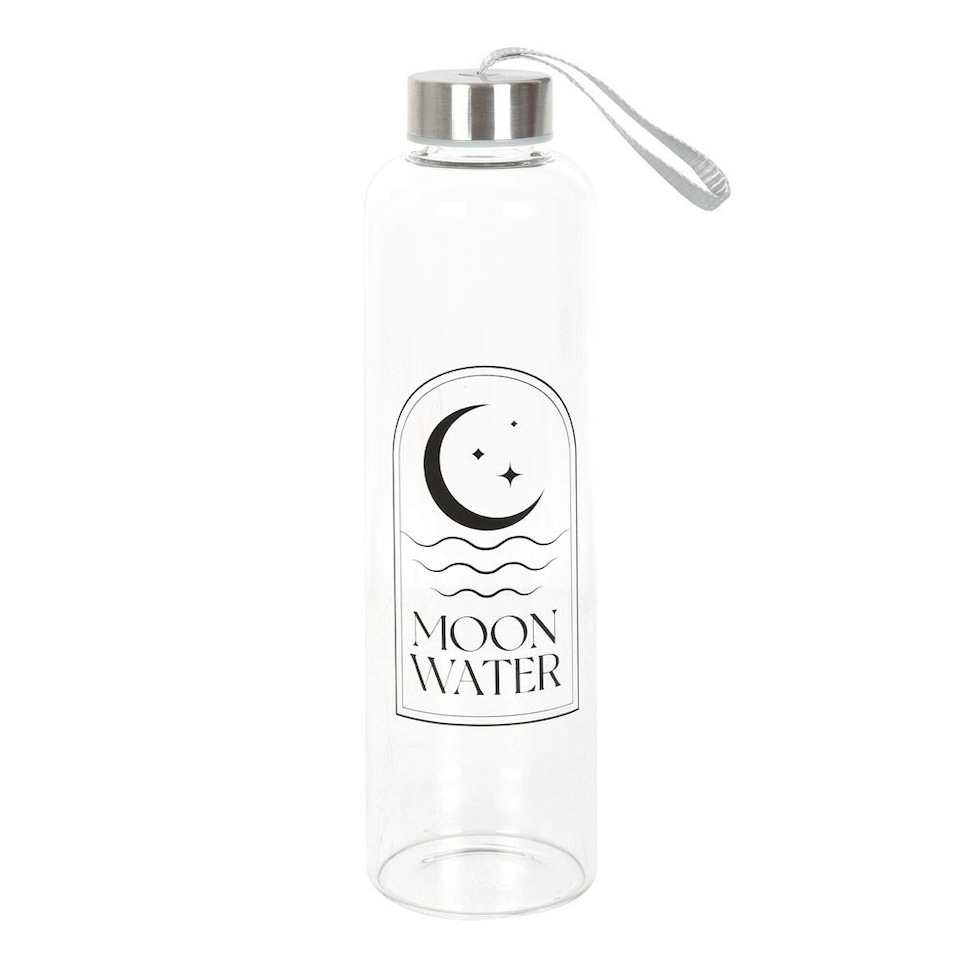 image 1 of Something Different Crescent Moon Glass Water Bottle - Clear/Black - One Size