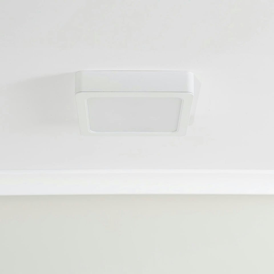 image 1 of ValueLights Lacey White Square IP44 Bathroom Flush or Recessed Integrated LED Ceiling Light